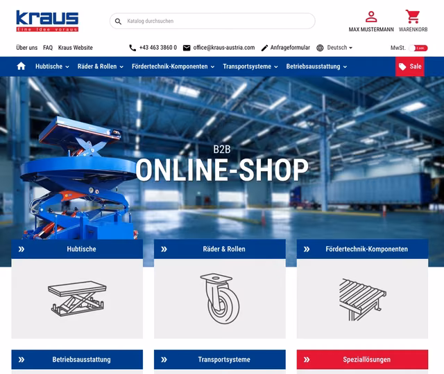 Websiteansicht von KRAUS Austria