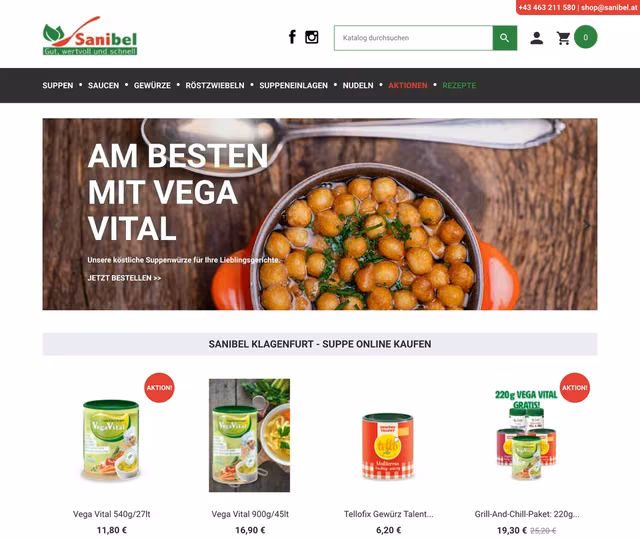 Websiteansicht von Sanibel